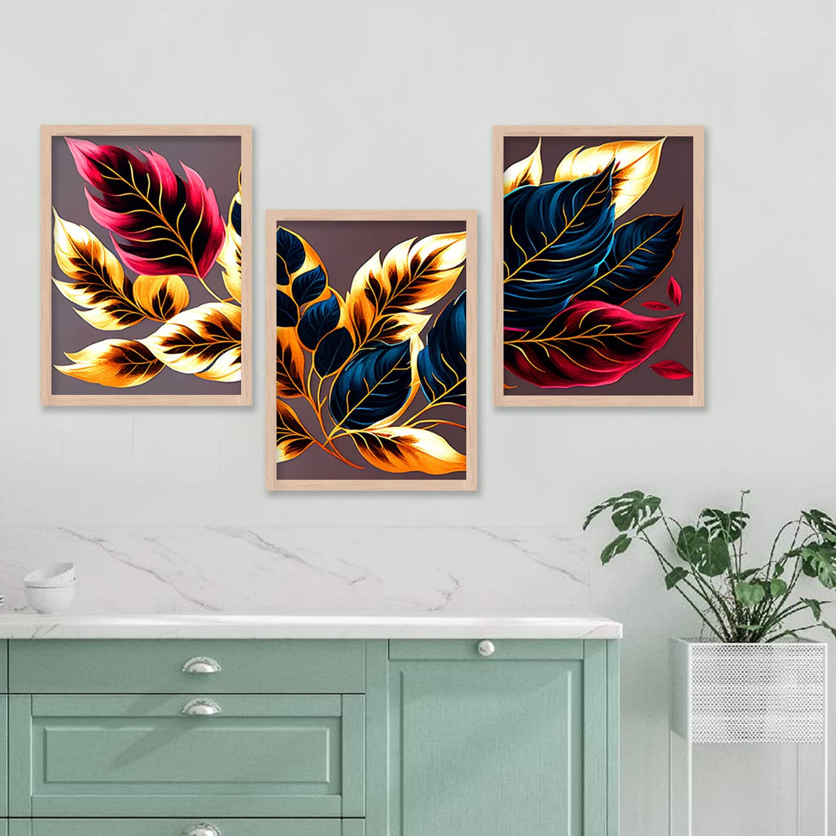Painting for Wall Decoration - Modern Art Wall Decor Framed Painting for Living Room Bedroom - Framed Wall Posters/Paintings with Frame Set of 3 (Art 13, 10x13 inch)