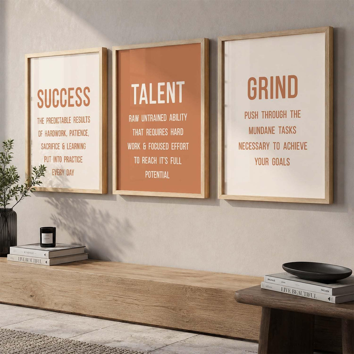 Motivational Wall Art Poster With Frame Home Decor Wall Painting For Living Room Office Bedroom engineered wood Set of 3 (13X17 inch)