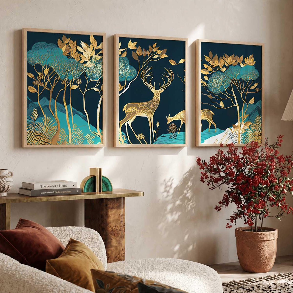 Wood Painting For Wall Decoration - Modern Art Wall Decor Framed Painting For Living Room Bedroom - Framed Wall Posters/Paintings With Frame Set of 3 (Art 12, 10x13 inch)