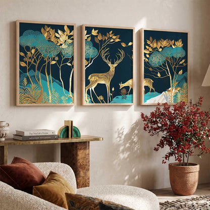 Wood Painting For Wall Decoration - Modern Art Wall Decor Framed Painting For Living Room Bedroom - Framed Wall Posters/Paintings With Frame Set of 3 (Art 12, 10x13 inch)
