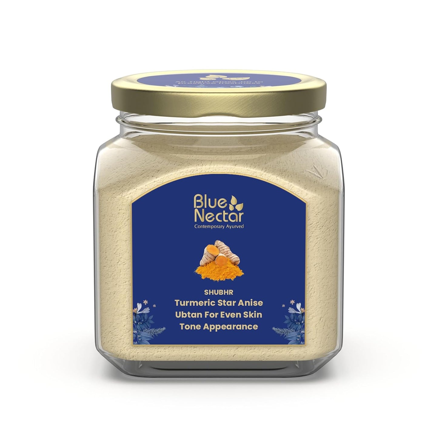 Blue Nectar Turmeric Ubtan Face Pack Powder | Tan Removal Face Pack for Glowing Skin for Women & Men | Multani Mitti with Ayurvedic Herbs for Skin Brightening (9 Herbs, 115 g)