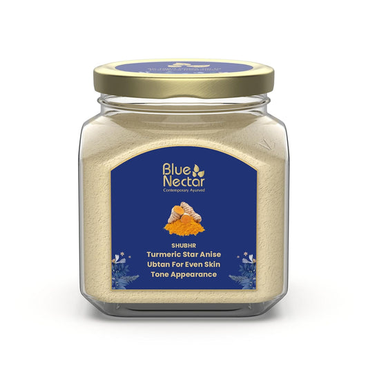 Blue Nectar Turmeric Ubtan Face Pack Powder | Tan Removal Face Pack for Glowing Skin for Women & Men | Multani Mitti with Ayurvedic Herbs for Skin Brightening (9 Herbs, 115 g)