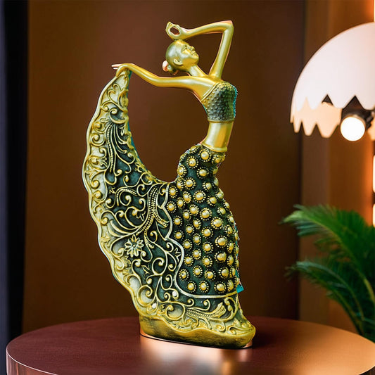 Nostrae Female Peacock Dancer Show Pieces for Home Decor Living Room Decorative Items | Aesthetic Dancing Lady Showpieces Gift Item | Center Table Tv Office Desk Interior Statue Figurines