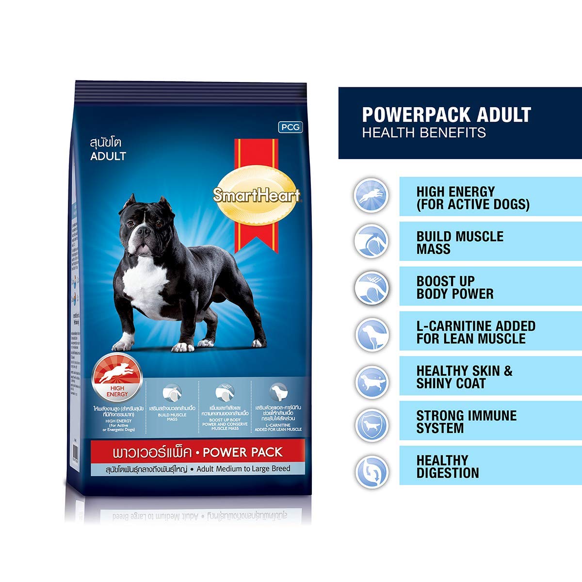 Smart Heart Power Pack Dry Adult Dog Food Medium To Large Breed, Chicken Flavour, 1 Kg