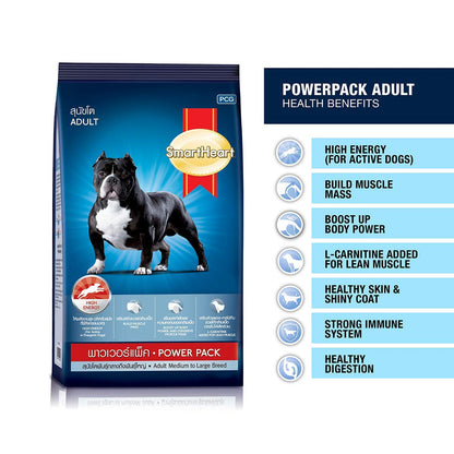 Smart Heart Power Pack Dry Adult Dog Food Medium To Large Breed, Chicken Flavour, 1 Kg