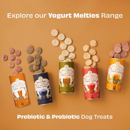 Pawfect Yogurt Melties Freeze Dried Pre and Probiotic Dog Treats with Carrot, Flaxseed, Pea & Sweet Potato - Healthy Gut - Low Calories - Grain & Gluten Free - Reward or Training Treats (38g/1.34oz)