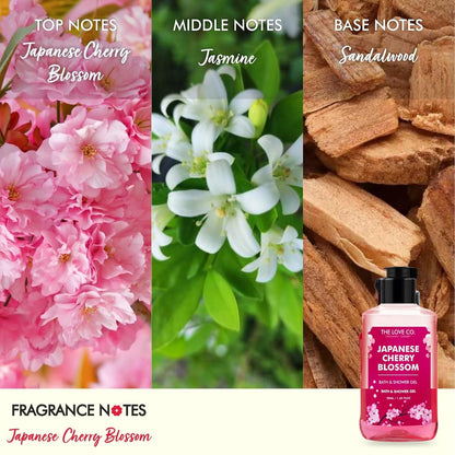 THE LOVE CO. Japanese Cherry Blossom Body Wash 50ml | Luxury Body Wash for Women | Organic & Vegan | Shower Gel Women | 100% Vegan | Luxury Beauty | Body Skin Care Products