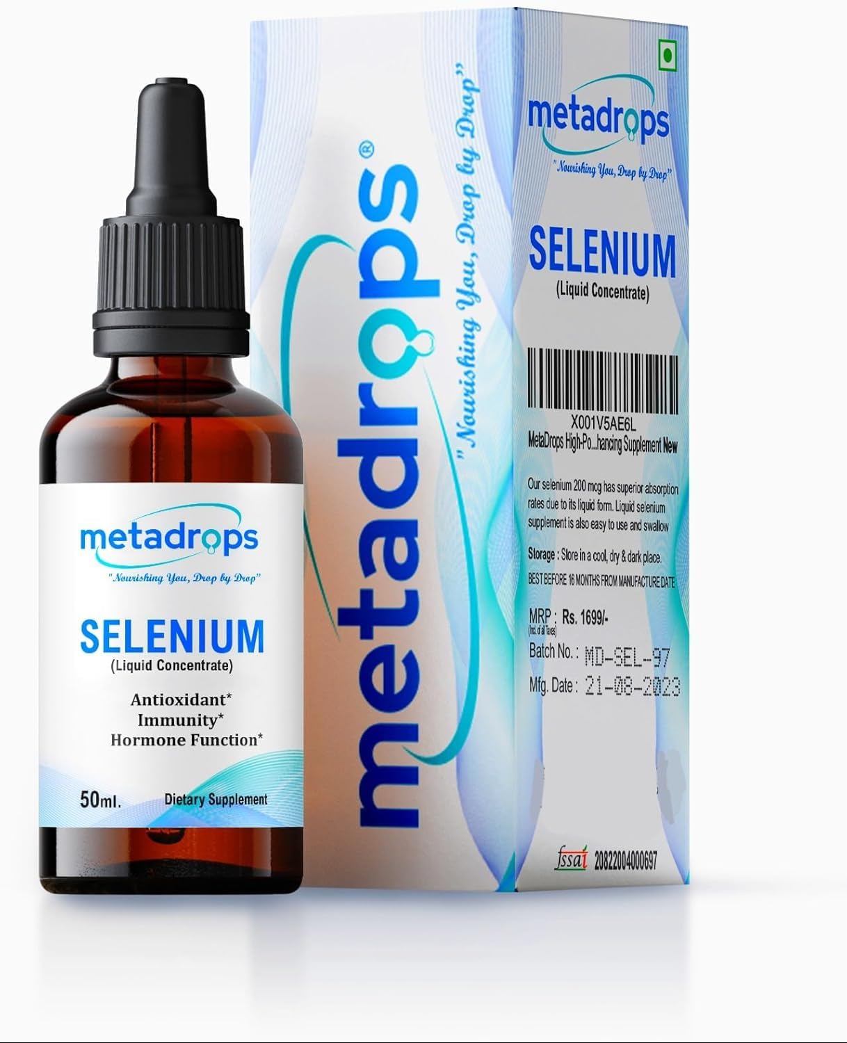 METADROPS High-Potency Selenium Liquid Concentrate Drops - 100 Servings of Essential Trace Mineral Support - Immune, Antioxidant Rich, and Wellness Supplement