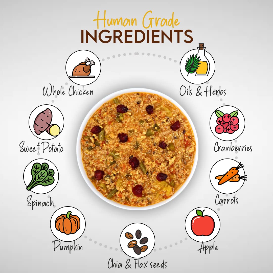 FurrMeals Wet Dog Food | Chicken and Apple | Grain Free | Pack of 1 x 300g | All Breed | Preservative Free | Ready-to-Eat Fresh Dog Food,All Life Stages