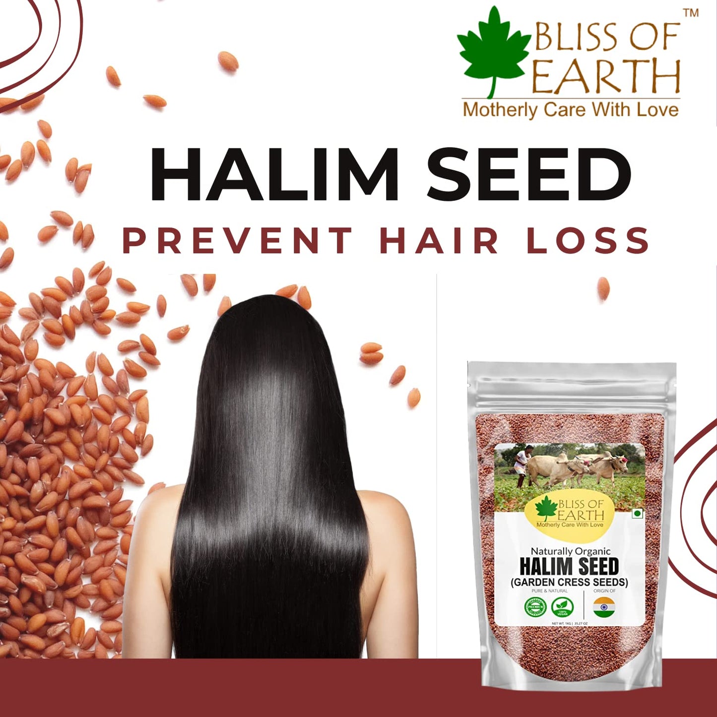 Bliss of Earth Halim Seeds Organic for Eating | 600gm Halim Seeds for Eating | Aliv Organic | Garden Cress | Rich in Nutrients & Perfect for Hair & Immunity | Fibre Rich