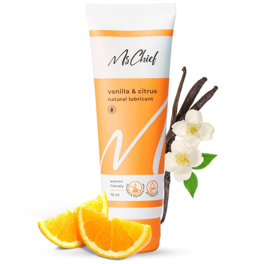 MsChief Vanilla and Citrus Lube Natural Lubricant Gel for Men & Women | Sugar & Paraben Free | With Natural pH | 75ml
