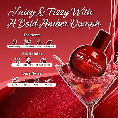 Plum BodyLovin' Juice Or Dare Valentine-Ready Eau De Parfum | Long Lasting Gourmand fragrance with oriental blend of juicy red fruits & fizzy strawberries | Luxurious scent, Purse-Friendly | 50ml