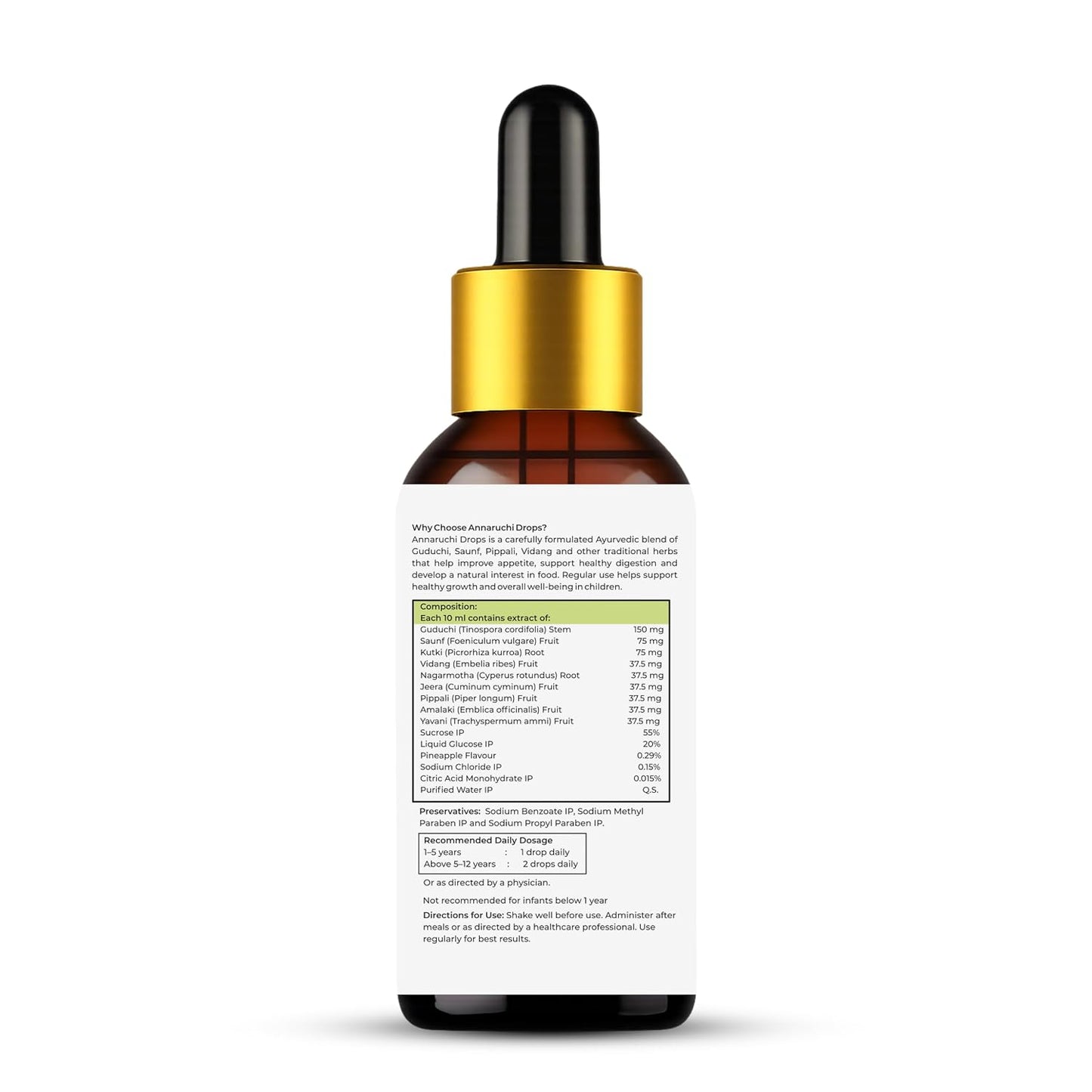 Ayumcure Kids Annaruchi Drops for Children 1-12 Years | 30ml | Ayurvedic Appetite & Digestive Support | With Pippali, Guduchi, Saunf, Vidang, Kutki & Amla | Supports Healthy Digestion, Nutrient Absorption & Growth