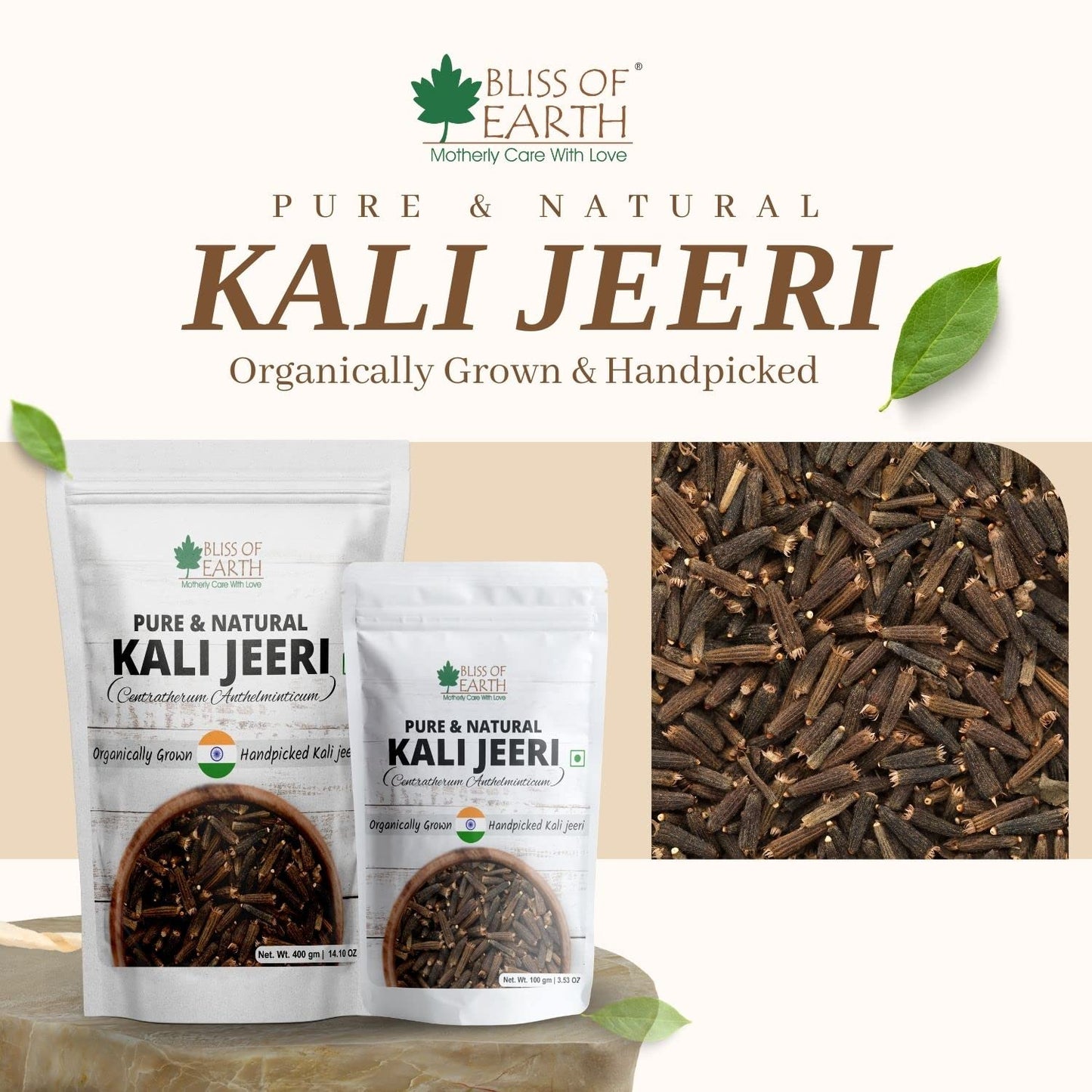Bliss of Earth 100gm Kali Jeeri, Bitter Cumin, Kadwa Jeera, Black Cumin Fresh & Organic Good for Health