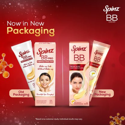 Spinz BB Cream | Instant Glow, Even Skin Tone & Natural Coverage | Lightweight, Non-Sticky Mousse Formula | With Vitamin E and Double Sunscreen Protection (29g)