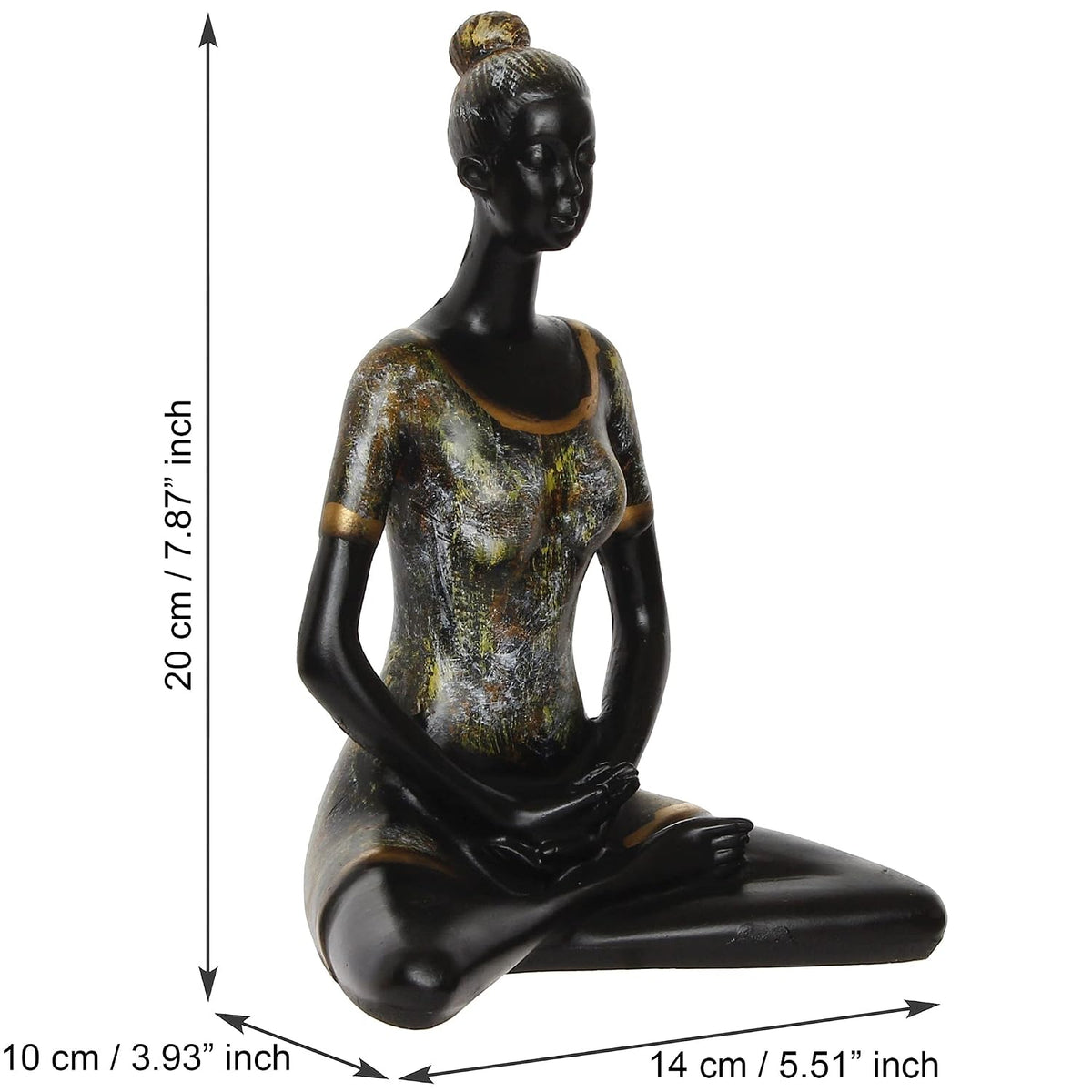 Grey Black Resin Woman in Padmasana Lotus Pose | Yoga Woman Statue Showpiece for Home Decor Living Room Bedroom Office Yoga Studio | Womens Day Gift for Ladies | Birthday Gift for Women