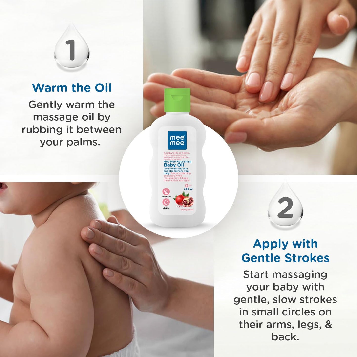 Mee Mee Baby Oil 200 ml | Light & Non-Sticky Nourishing Oil | Keeps Baby Skin Soft & Healthy | Ideal for Daily Massage | Safe for Newborns (0+ Months)
