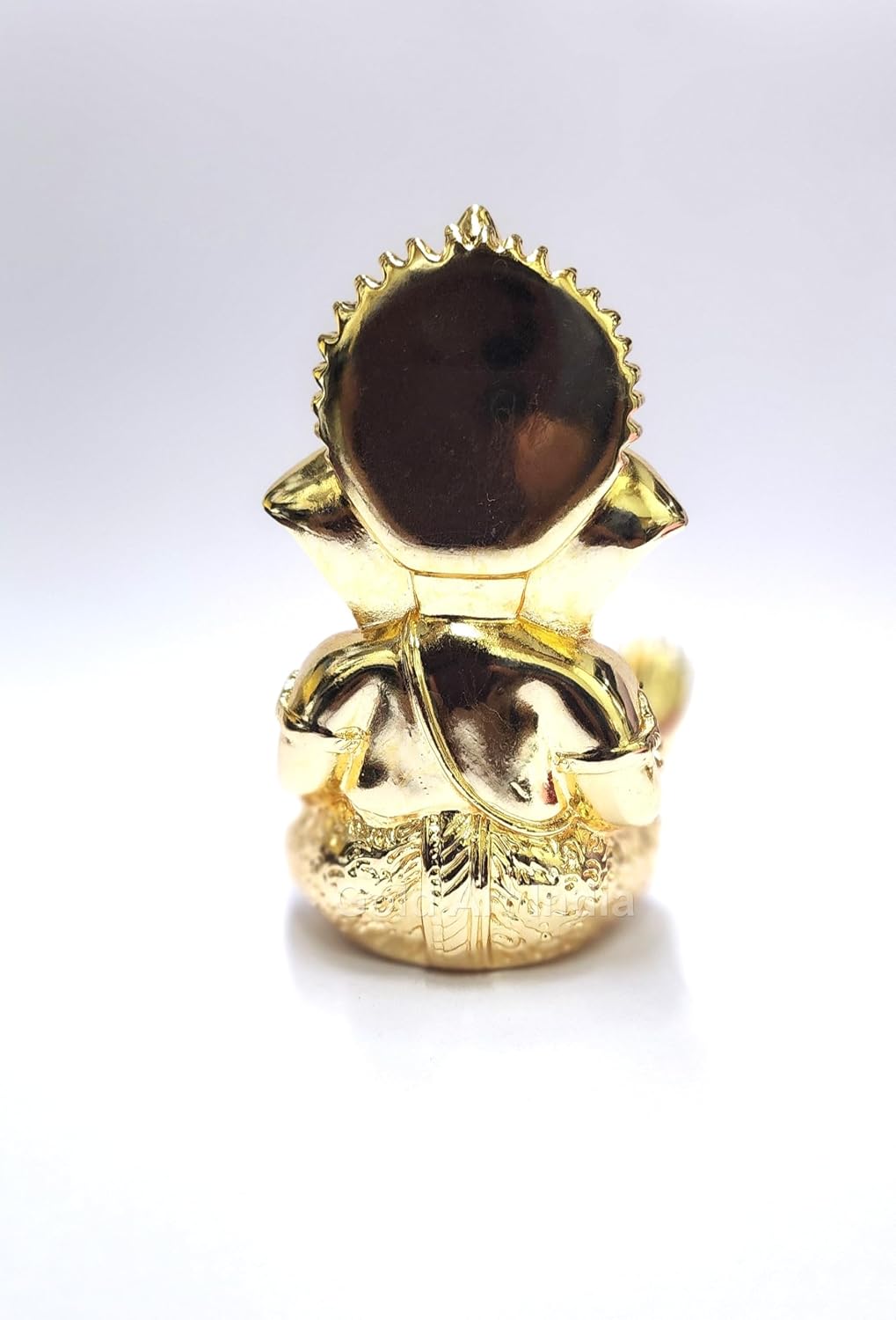 Gold Art India Mukut Ganesha Gold Plated l Ganesh Idol for Car Dashboard | Ganapati Murti for Home Decor | Vinayaka Statute for Puja & Gift 3.2" (GOLDPLATEDMUKUT)