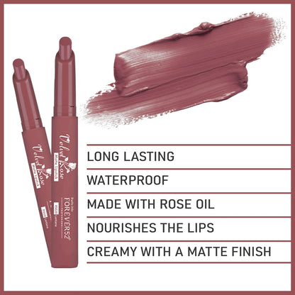 Daily Life Forever52 Velvet Rose Matte Long-Lasting Crayon Lipstick (Enriched With Rose Oil) - Hydrating Bold Lip Color With Silky Finish Look -Latana | Pinks