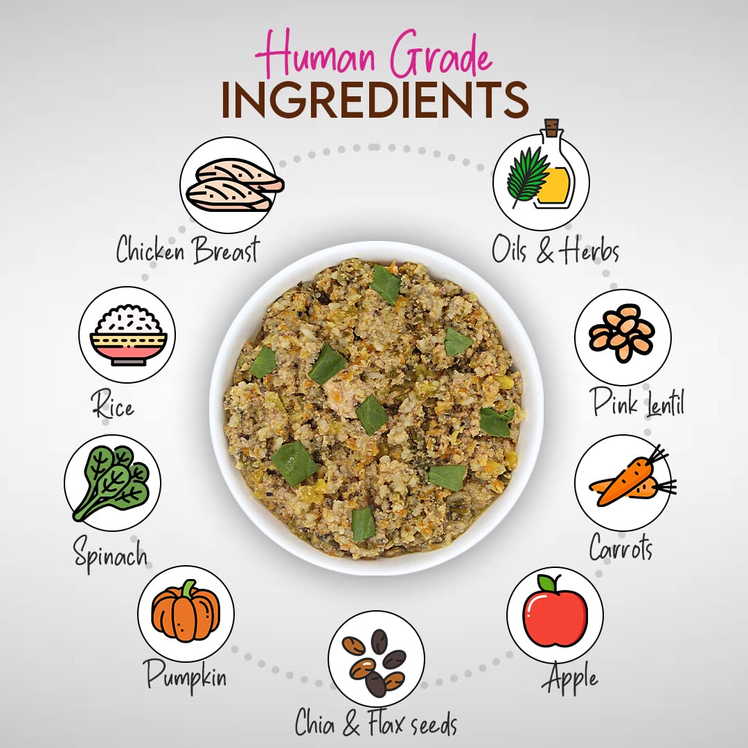 FurrMeals Wet Puppy Food | Chicken and Spinach | Pack of 1 x 300g | All Breed | Gluten Free | Preservative Free | Ready-to-Eat Fresh Dog Food
