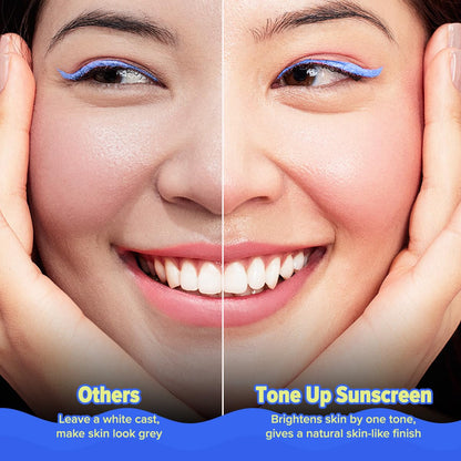 Aqualogica Bright+ Tone Up Sunscreen | Broad Spectrum SPF 50+ PA++++ with Kojic Acid & Blueberry | UVA/B & Blue Light Protection | Instantly Brightens | Lightweight, Non-Greasy, No White Cast | All Skin Types | Fragrance-Free | 50g