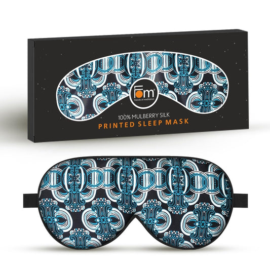 Friends of Meditation 100% Mulberry Silk Eye Mask, Super Smooth Sleep Mask and Blind Fold (Blue Floral)