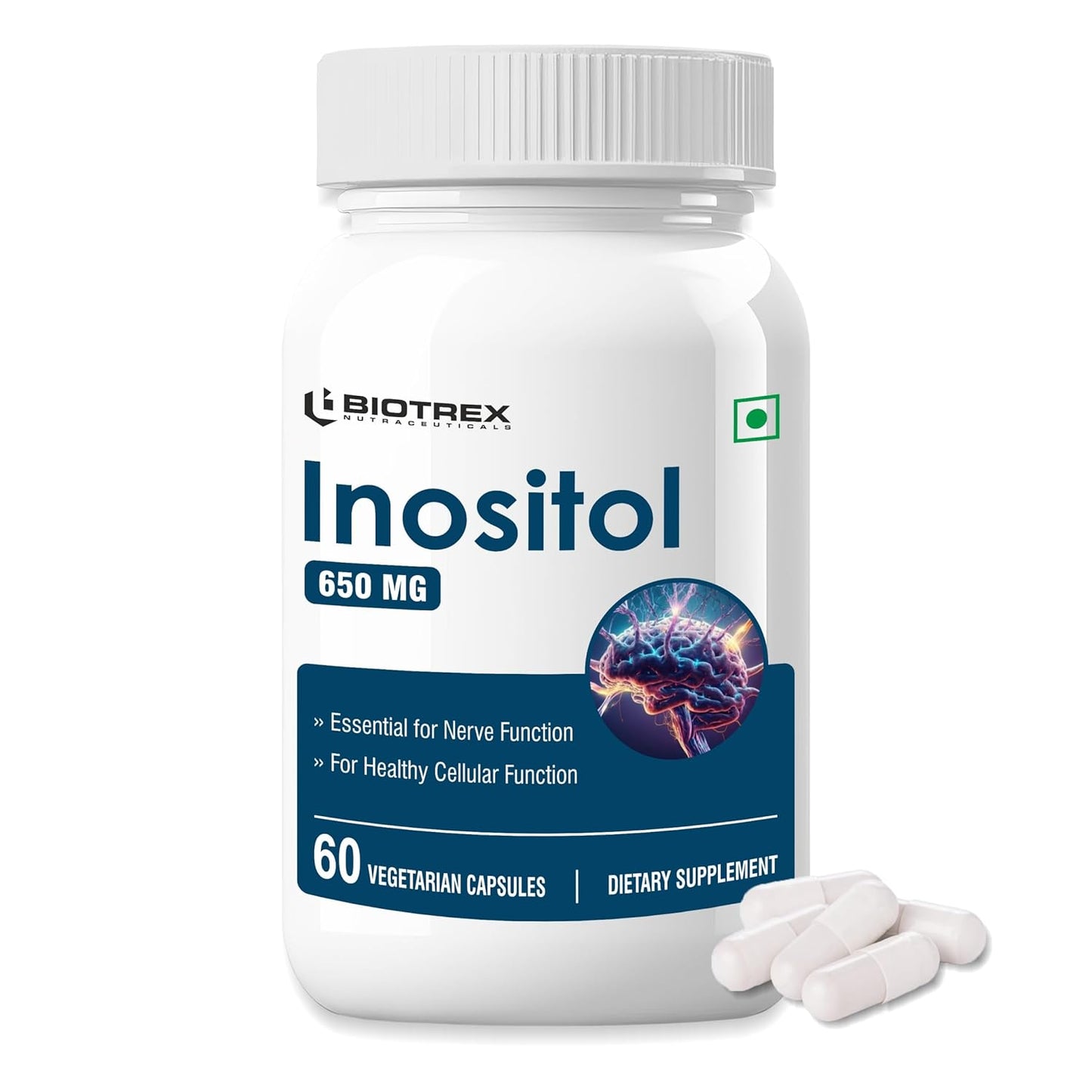 Biotrex Nutraceuticals Inositol 650mg, Essential for nerve function - 60 Capsules