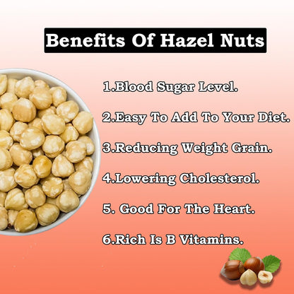NATUREONUS Premium Hazelnuts 100 Gram | Delicious Hazel Nuts For Eating, Raw & Dehulled For Making Chocolate Spread, Tasty Dry Fruits