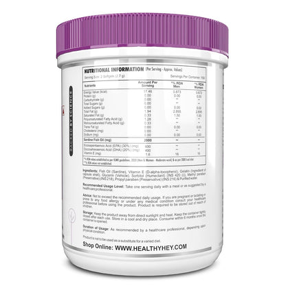 HealthyHey Sports Omega 3 Fish Oil | Omega 3 Fish Oil Capsules For Women and Men - 300 Softgels (EPA 600 - DHA 400)