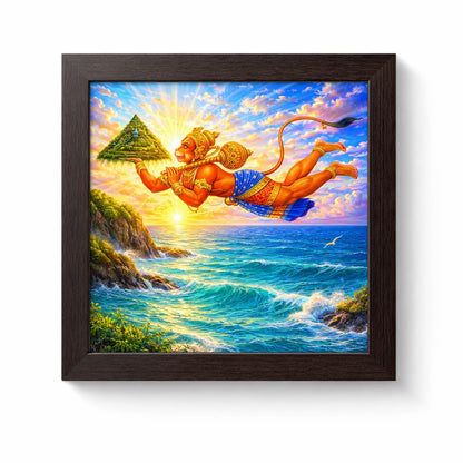 Hanuman Parvat Ocean Hindu Sanjeevni Booti Vastu Health Divine Spiritual Power Sacred Framed Poster Artwork Decor Painting