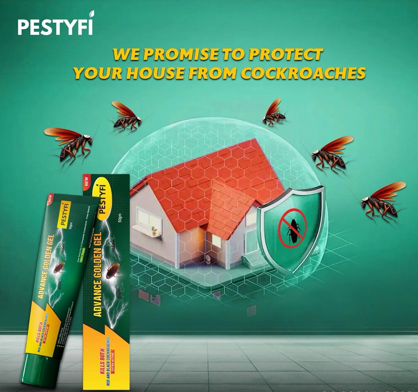Advance Golden Gel Cockroach Killer 50g | Herbal, Non-Toxic, Odourless | Child & Pet Safe | Long-Lasting | Indoor & Outdoor Safe | Safe for Home & Travel Friendly