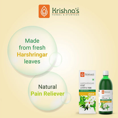 KRISHNA'S HERBAL & AYURVEDA Night Jasmine Parijat Harshringar Leaf Juice - 1000 ml, Pack of 1 | Fresh Harshringar Leaves | Natural Pain Reliever