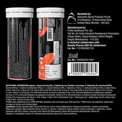Two supplement tubes with nutritional information and branding details on a black background