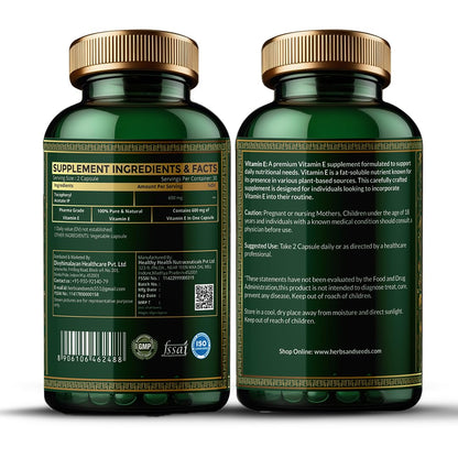 Two green supplement bottles with gold caps on a white background