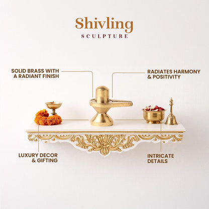 Brass Shivling Idol for Pooja & Home Temple | Sacred Shiva Ling Brass Murti for Spiritual Decor & Gift (Design08: L5 x W3 x H4 cm)