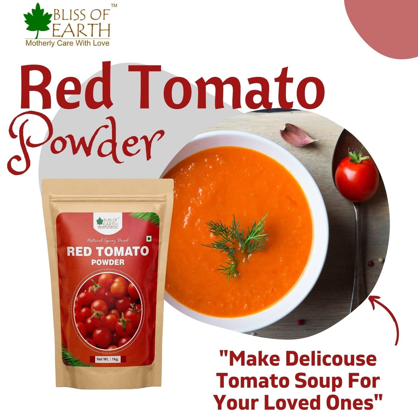 Bliss of Earth 500Gm Red Tomato Powder natural Spray Dried