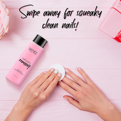 RENEE Nail Paint Remover, 100ml - Moisturizing, Acetone Free, with Vitamin E & Glycerin for Nourished, Stain Free Nails - Quick, Effective, Gentle Nail Polish Remover for All Types of Nail Polish