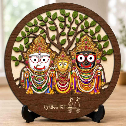 Plan To Gift Jagannath Ji Wooden Idol with Stand for Home Temple, Puja Room, Office Desk & Indoor Mandir Decor - 5x5 Inch