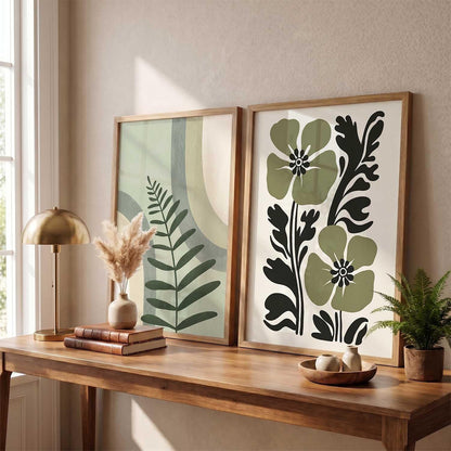 Aesthetic Boho Art Home Decoration | Boho Paintings With Frame For Living Room Bed Room Hotel Wall Decor Digital Reprint Set of 2 (13X17 inch)