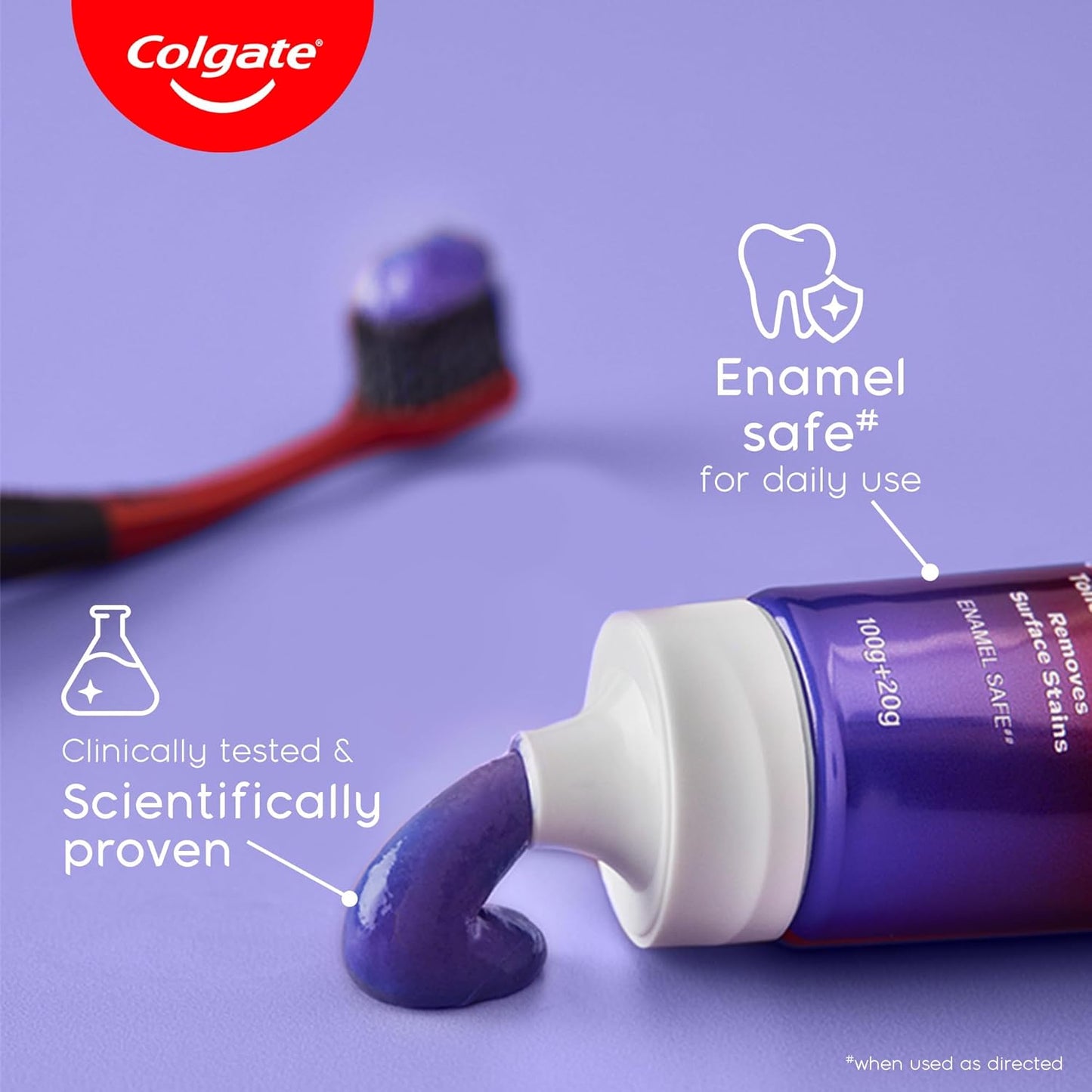 Colgate Visible White Purple Toothpaste for Teeth Whitening, Colgate Toothpaste with Fluoride, Tooth Paste Helps Remove Surface Stains, Whitens Yellow Teeth, Enamel-Safe for Daily Use Paste (75g)