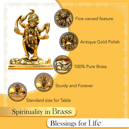 100% Pure Brass MATA Rani Murti (Size: 11 cm) | Kali Maa Idol for Car Dashboard, Pooja Room, Home Decor & Office Desk | Maa Kaali Goddess Idol | Kali MATA Murti for Home