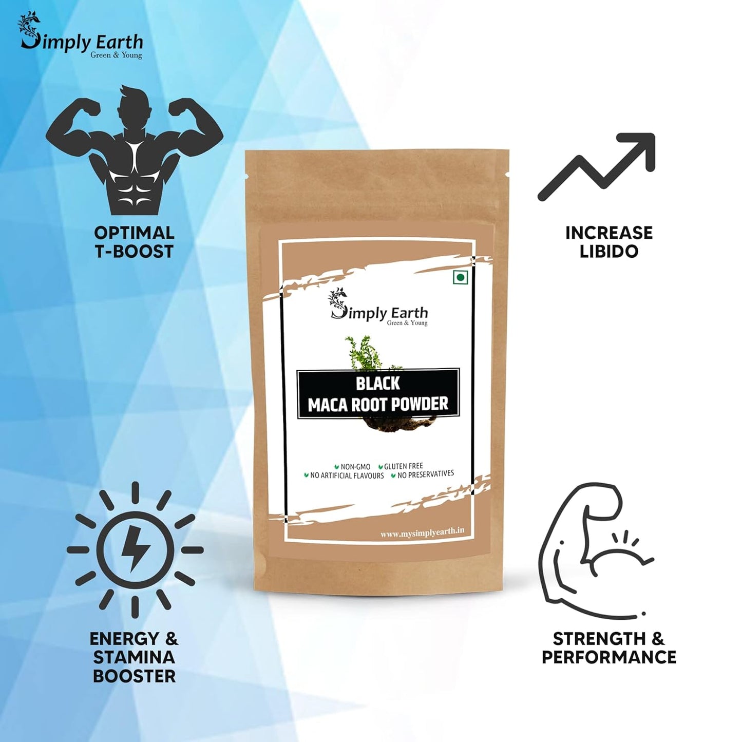 Simply Earth Peruvian Black Maca Root Powder | Boosts Energy and Immunity | Relieves Stress | Great for Men and Woman - (100GM)