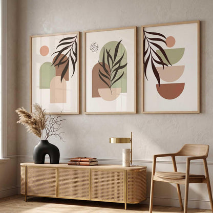 Boho Painting Wall Art Home Decoration Paintings With Frame For Living Room Bed Room Hotel Wall Decor Digital Reprint Set of 3 (13X17 inch)