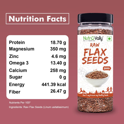 NutroVally Raw Flax Seeds | Rich in Omega-3, Fiber & Plant Protein | Supports Digestive Wellness, Satiety & Energy | Vegan, Gluten-Free Seeds for Smoothies, Salads, Baking & Healthy Snacking