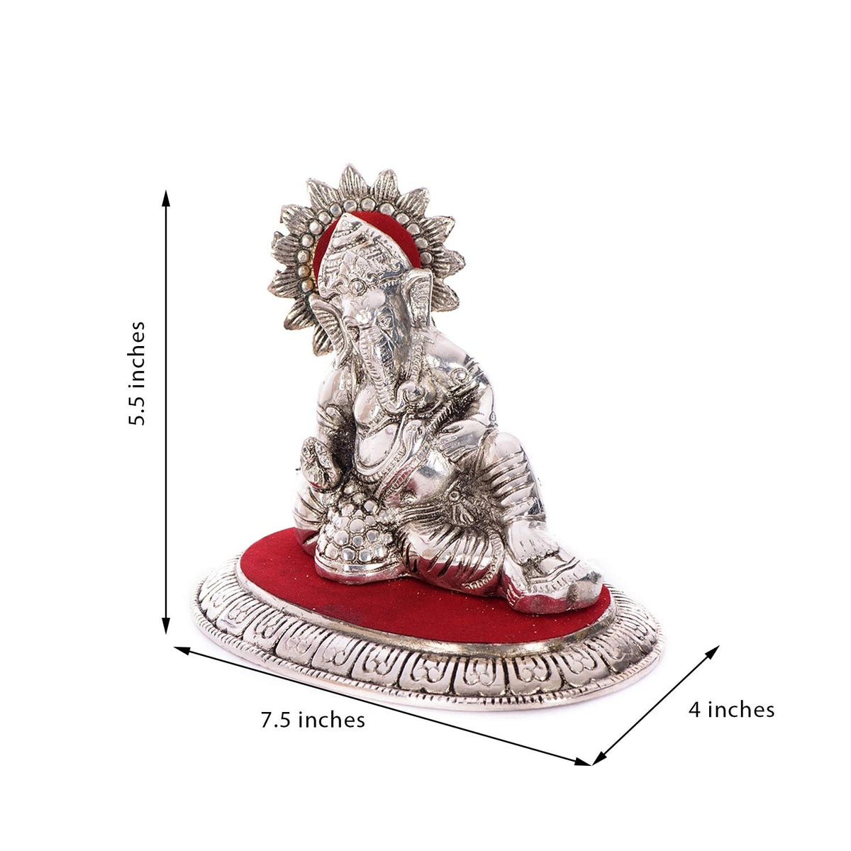 Brass Ganesha Idol Sitting with Musand Pillow - Lord Ganesha Idol for Home Decor Office Car Dashboard- Ganesha Statue for Puja Room- Ganpati Murti- God Statue Gift for Diwali, Birthday