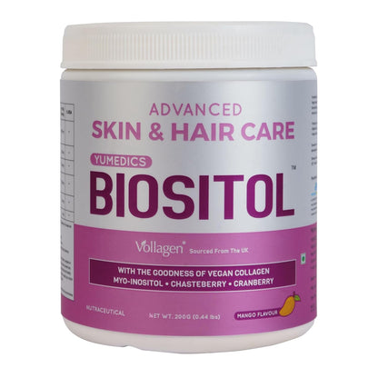 Yumedics Biositol Collagen Powder for Women | 200 Gm Vegan Collagen Powder for Skin & Hair Care | Includes Ashwagandha, Chastberry, Cinnamon, Fenugreek & Green Tea