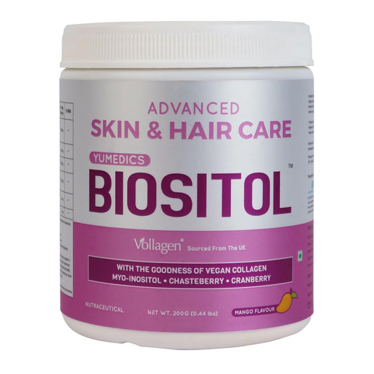 Yumedics Biositol Collagen Powder for Women | 200 Gm Vegan Collagen Powder for Skin & Hair Care | Includes Ashwagandha, Chastberry, Cinnamon, Fenugreek & Green Tea