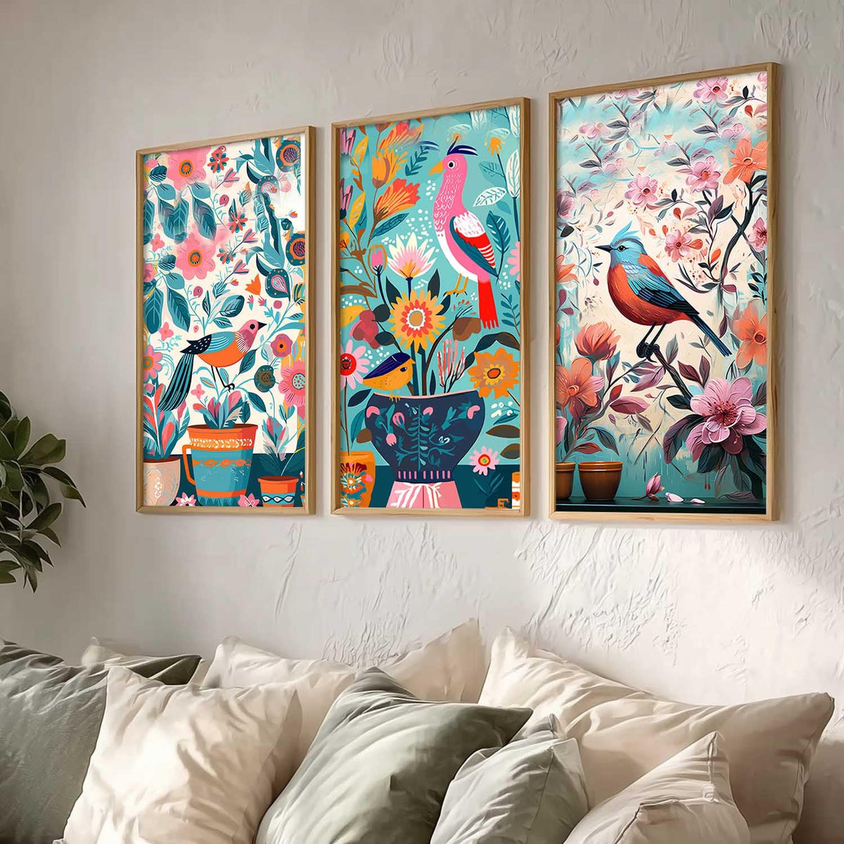 Aesthetic Modern Art Wall Painting Decorative Abstract Home Decoration Frame With For Living Room Bed Room Hotel Wall Decor Digital Reprint Engineered Wood Set of 3 (Art 7, 10x19 inch)