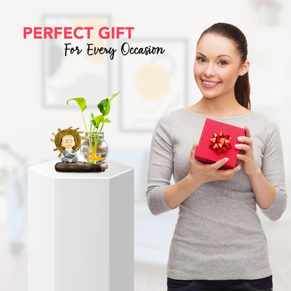 Nostrae Buddha with Money Plant Planter Show Pieces for Home Decor | Cute Showpieces Gift Item for Decoration | Center Table Tv Showcase Shelf Office Interior Statue Figurines
