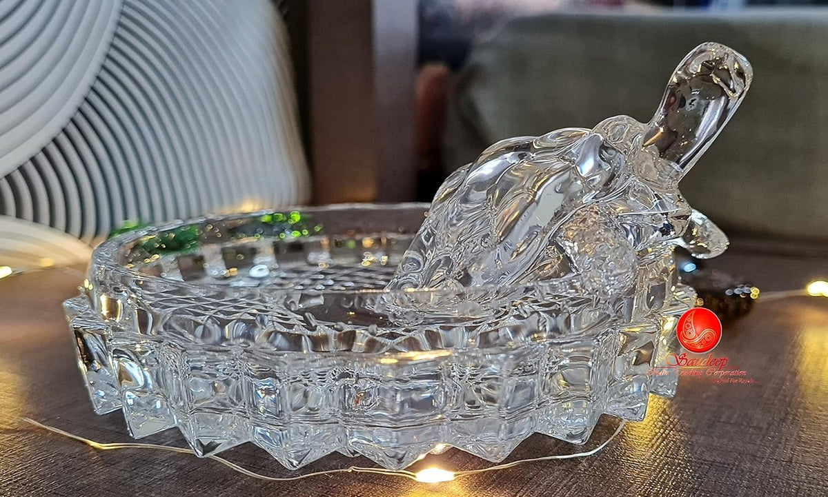 SAUDEEP INDIA Vastu Feng Shui Crystal Turtle Tortoise with Plate for Good Luck Feng Shui Tortoise Turtle (Turtle for Couple)